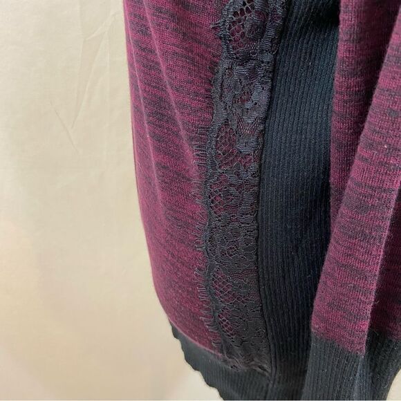 Apt. 9 Lace Detail Cowl Neck Sweater Bordeaux Marl Color Size Petite Large - Picture 11 of 11